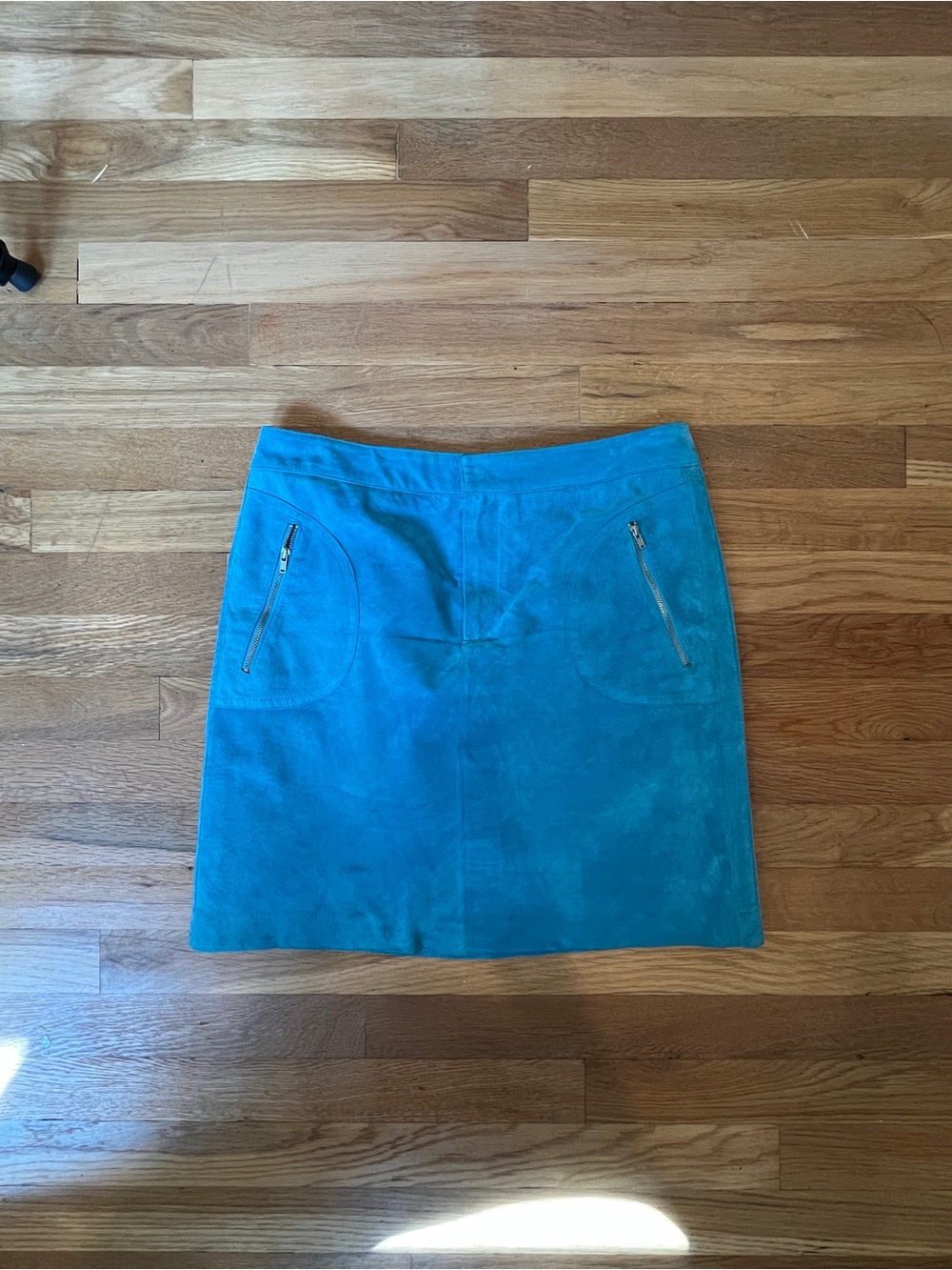 Vintage New Frontier Teal Suede Mini Skirt with Zip Pockets